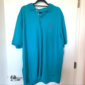 NWT Tommy Bahama Islandzone Aqua Teal Blue Polo Dress Shirt 2XLB Big & Tall